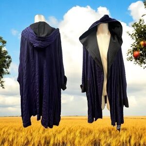 Joon Collection,Woman,Fancy Coat,One Size,Blue,Black,Hood,Long Sleeve,Long.!